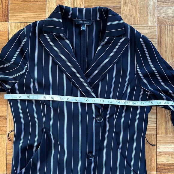 💕Karen Millen Blk/Cream Statement Sleeves Striped Dress M EUC - Picture 12 of 12